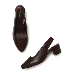 Marc Loire Women Pointed Toe Block Heel Sandal for Office Wear (Brown, 6)
