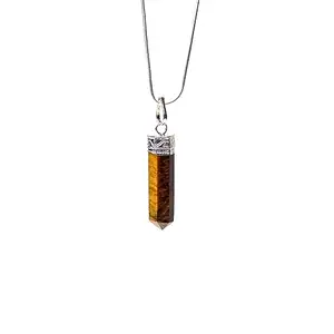 Arka Surya Crystals Tiger Eye Pencil Pendant for Embrace the Confidence of a Warrior with Elegance
