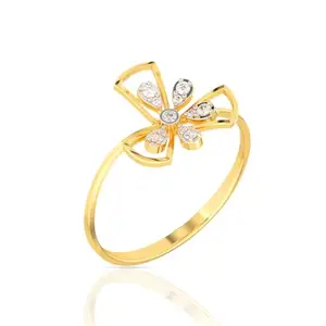WHP Jewellers Orchid Bloom 2 Yellow Gold Ring for Women | Womens Aesthetic & Stylish 18 KT Gold Ring | Gold Fashion Jewellery for Women | Great for Gifting