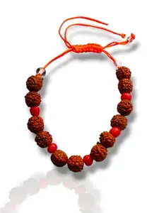 Shiv guru Rudraksha Adjustable bracelet with red moti for Religious