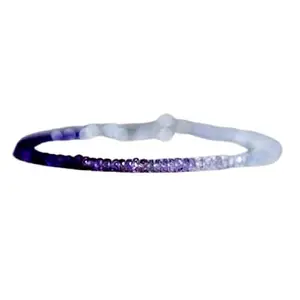 LKBEADS Amethyst, Sapphire & Rainbow Moonstone bracelet with Silver clasp - 3mm Rondelle beads- Faceted Cut -7 Inch Bracelet– Healing, Fashion, Gift, Spiritual, Yoga|LK_STACK_06838