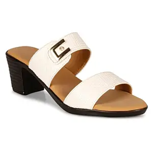 commander shoes Stylish Casual Heel Fashion sandals for Girls and Women (612 White 5UK)