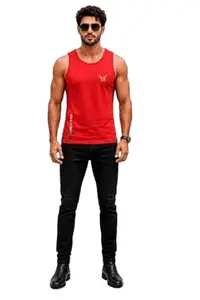 EARTH STAR Men's Cotton Tank Top T-Shirt | Sleeveless Gym Vest | Vest for Man Graphic Logo Print for Workout, Beach, Gym | Workout Sando | Gym Tshirts