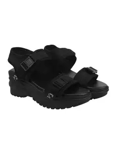 Shoetopia Women's Sandal-4 Kids UK (Girls-Gem-Black)-EU37