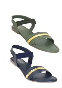 Trend Women Flats (Multicolor, 6)_Trend-Combo_Green_Navy Blue-A-6