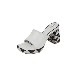 Mochi Women's White Synthetic Stylish Block Heels UK/7 EU/40 (34-302)