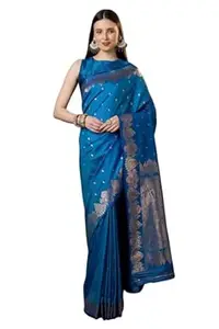 GMIYA Women?s Soft Banarasi Silk Saree with Contrast Matching Blouse Piece | Classic Traditional Saree for Wedding and Festive Occasions