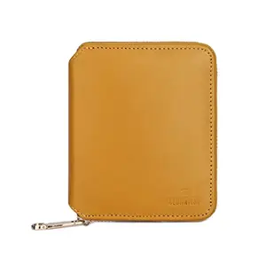 THE CLOWNFISH Zia Genuine Leather Bi-Fold Zip Around Wallet for Women with Multiple Card Slots & Coin Pocket (Yellow)
