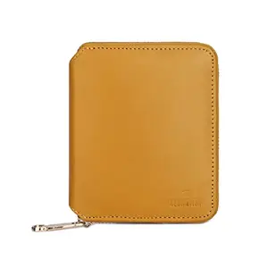 The Clownfish Zia Genuine Leather Bi-Fold Zip Around Wallet for Women with Multiple Card Slots & Coin Pocket (Yellow)