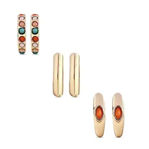 Accessorize London Women's Multi Set Of 3 Huggie Brights Gem Hoops Earring