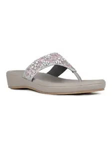 Inc.5 Womens Pewter Ethnic Embellished Round Toe Sandals