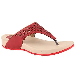 WELCOME Women's Extra Soft Slippers with Cushion FootBed for Adult | Comfortable & Light Weight| Stylish & Anti-Skid| Waterproof & Everyday Flip Flops for Ladies/Girls, W-LP-103-RED_6