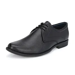 JOHN KARSUN Black Vegan Leather Semi Formal Shoe for Men - 8 UK