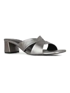 Inc.5 Womens Pewter Party Wear Solid Square Toe Block Heel Sandals