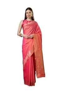 GMIYA Women?s Soft Banarasi Silk Saree with Contrast Matching Blouse Piece | Classic Traditional Saree for Wedding and Festive Occasions
