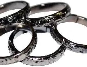 Black Horse Shoe Iron Ring Set - Shani Chhalla/Ghode Ke Naal for Good Luck, Evil Energy Restrictor - Adjustable Yantra (Pack of 5)