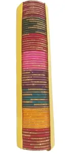 Generic multicolour tradition rajasathani lac bangles red yellow blue purple pink green maroon each colour 8 pcs (pack of 64) (2.6)