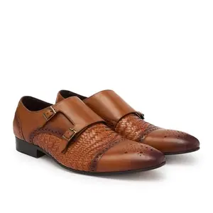 Regal Imperio Tan Mens Formal Woven Double Monk Slip Ons