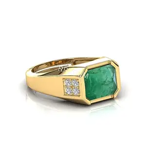 MBVGEMS natural emerald ring 2.00 Carat certified handcrafted finger ring with beautifull stone panna ring gold plated for men and women