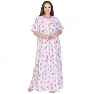 SGDP Women's Pure Cotton Floral Print Nightgown, Full Length Maxi Nightdress, Comfortable Sleepwear Loungewear Maternity Wear