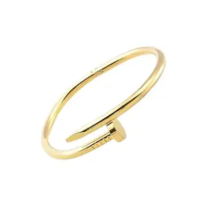 Jewelaa Stainless Steel Gold Plated Nail Bracelet for Women, Anti-Tarnish, Stylish Dailywear