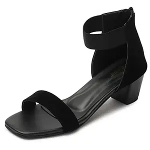 TRASE Women's Ankle Strap Block Heels Sandals| Fashionable Sandals for Women & Girls | Light weight, Soft Footbed, Comfortable & Stylish - Black 8 UK