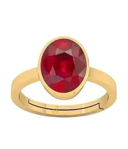 VKG GEMS 8.25 Ratti 7.00 Carat A+ Quality Natural Burma Ruby Manik Unheated Untreatet Panchdhatu Gemstone Gold Ring for Women's and Men's(Lab -Teseted)