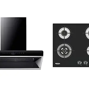 MODA Germany PARADISE-90 Wall Mount Kitchen Chimney with 60 cm 4-Burner Cooktop (1300 m3/h, Filter Less, 3 Speed Gesture and Touch Controlled With Auto Opening, Auto Clean Technology, Oil Collector Cup)