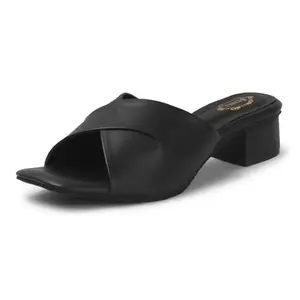 Denill Women's Block Heel Sandal Trendy Women's Sandal With Non Slip Sole (Black) Uk-4