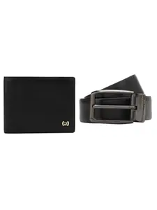 Da Milano Premium Gift Set for Men|Leather Wallet & Belt Combo - Black & Brown