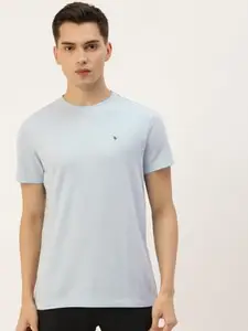 AM SWAN Premium Cotton Half Sleeve Crew Neck T-Shirts Light Blue