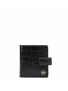 Da Milano Genuine Leather Black Flap & Zip Women Wallet (10014C)