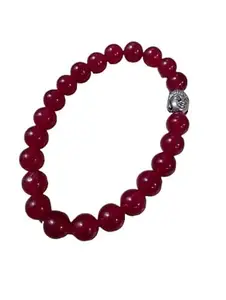 STONE GEMS GALLERY Hand Strung Amazing Buddha Head Ruby Beads Bracelet For Ruby Stone Bracelet Original Certified Excellent A1++ Quality असली रूबी ब्रेसलेट For Men & Womens Red Color
