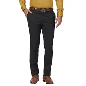 Raymond Men's Mid Rise Slim Fit Structure Pattern Polyester Blend Pleated Formal Trouser