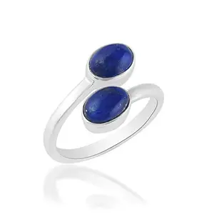 MAHAL JEWELS Natural Blue Lapis Lazuli Gemstone 925 Sterling Silver Handmade Ring For Women