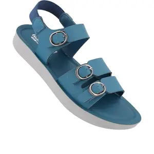 WALKAROO Triple Strap Fashion Sandal For Women's|Adjustable Strap With Comfort Flat Heel|Casual Platform Sandal|WL7912