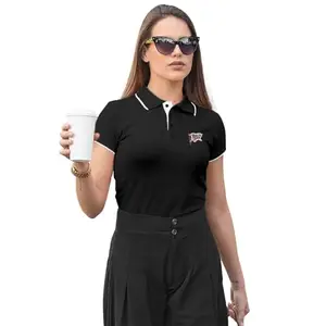 FIGHTERHERO Women's Dark Grey Polo T-Shirt | Cotton Rich | Wrinkle-Resistant | Colors Dont Fade | Regular Fit | Size XS-32 | Proud Design