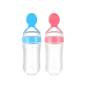 JOYFILLS First Feed Food Feeder with 90ml Capacity for 4M+ Baby, Premium Soft Silicone Food Grade BPA Free for Cereals, Infant, Kids, Pack of 2-Assorted.