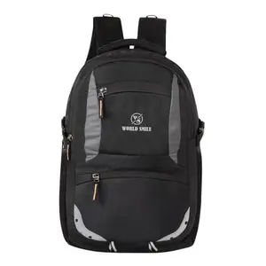 WORLD SMILE Extra Large 35L Waterproof Rucksack Bags for Men & Women, Polyester Navy | With Laptop Compartment & Rain Cover | Travel Backpack