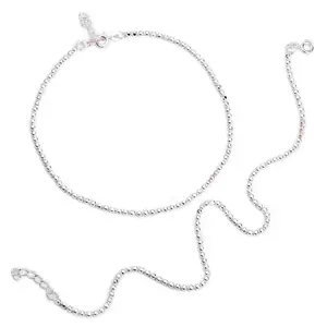 DHRUVS COLLECTION 925 Pure Silver Running Balls Pattern Anklet/Payal for Girls & Women - 11 Grams