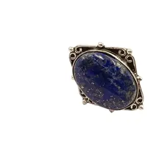 Lapis Lazuli Brass Ring Handmade Spiritual Wisdom Stone Jewelry for Women and Girls