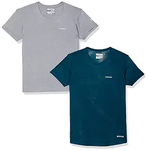 Charged Active-001 Camo Jacquard Round Neck Sports T-Shirt Petrol-Green Size Small And Charged Play-005 Interlock Knit Geomatric Emboss Round Neck Sports T-Shirt Light-Grey Size Small