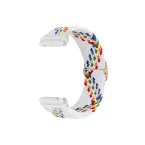 ARTMU 22mm Nylon Straps Compatible with Firebolt Talk/Talk 2/Talk Pro/Talk Ultra, Quick Release Stretchy Adjustable Sport Replacement Braided Watch Bands (White Rainbow)