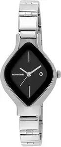 Wizard Times Women's Analog Wrist Watch, Silver Stainless Steel Strap Black Dial, Water Resistant, Formal & Casual Wear, Gift Watch for Women (Silver-Black)