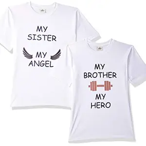 DreamBag LIMIT Fashion Store - My Hero, Angel Brother Design Siblings Love Gift T-shirt, Men-M/Women-XL (White)