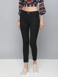 Slim Straight Cropped Denim Jeans for Women Black
