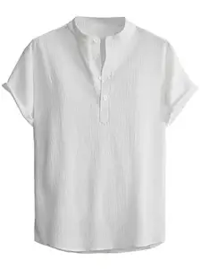 WIZOON Shirt for Man|Textured Cotton|Regular Fit|Half Sleeve| Comfortable Stylish|Men's Short Shirt