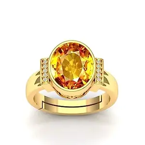 LMDPRAJAPATIS 3.25 Ratti 2.50 Carat Yellow Sapphire Engagement Zirconia Ring For Women And Men