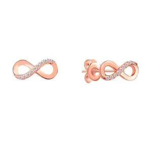 Nistra Infinity Exploration Studs | 925 Sterling Silver | For Women | With 925 Stamp And Certificate Of Authenticity | Rose Golden Plated