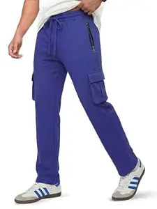 Fflirtygo Mens Cargo Pants Cotton | Track Pants with Zip Pockets | 4 Pocket Joggers | Baggy Lower for Men | Sizes Upto 6XL